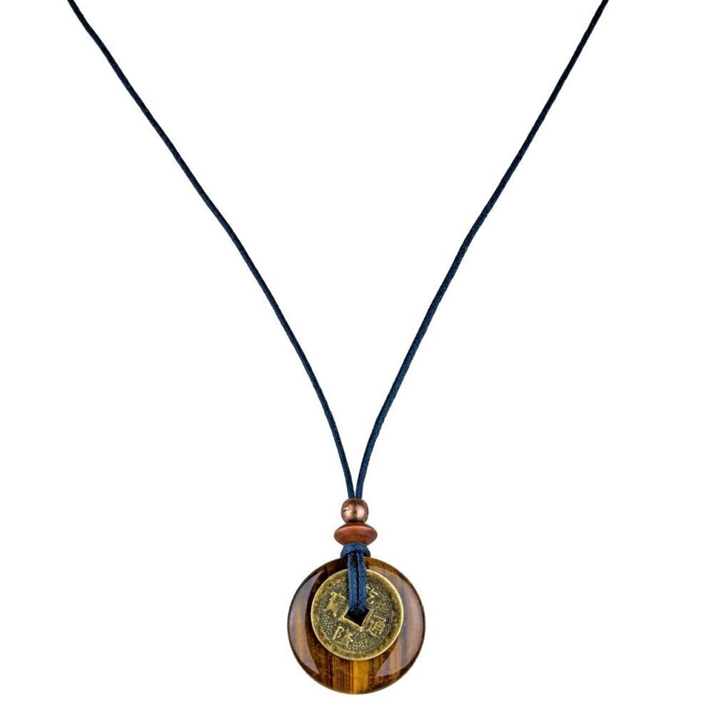 Golden Tiger’s Eye and Lucky Coin Necklace | Handmade - Picture 3 of 6